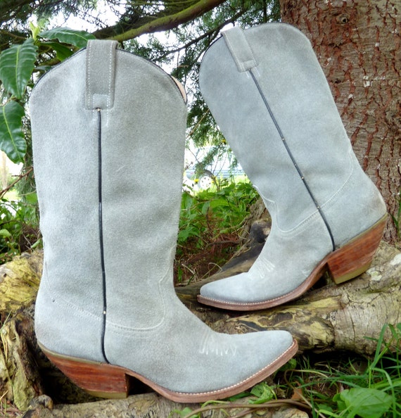 Blue Suede Spanish Leather Cowboy Boots 9.5