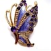 Butterfly Ring Purple Lavender Wings With Gold Trim And Adjustable Band