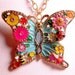 Bahama Beach Butterfly Insect Necklace - Turquoise - Colorful - Floral