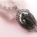 Angel And Baby Cherubs Cameo Necklace - Black ON White