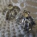 Vintage earrings clear rhinestones silver clip on 50's wedding bride