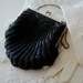 Vintage Beaded Purse evening bag black shell design seed & bugle beads