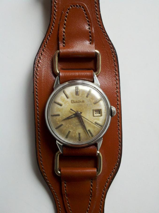 wide leather watch