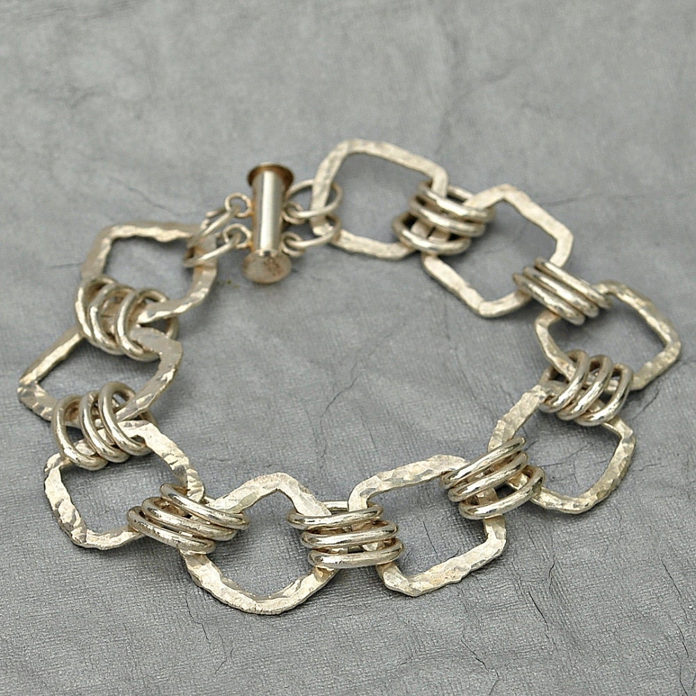 Fine Silver Chain Link Bracelet Fine Silver Charm Bracelet