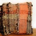 Hand Woven Cushion - Natural Dyed Wool Pillow Cover - 15" x 14" Coral, red, cream, grey, black, handspun