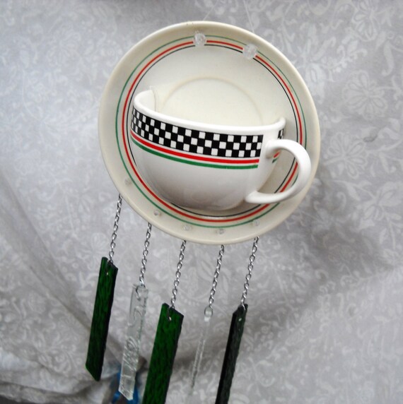 Stained Glass Wind Chime Coffee Cup Suncatcher Yard Stained Glass Wind Chime Coffee Cup Suncatcher Yard Art Unique Garden Decor