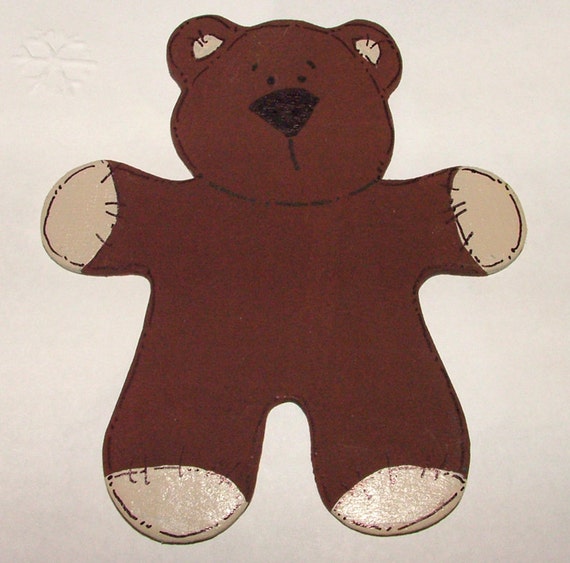 teddy bear with wooden face