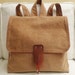Cute Brown Velvet Canvas - Backpack / School / Travel / Laptop bag