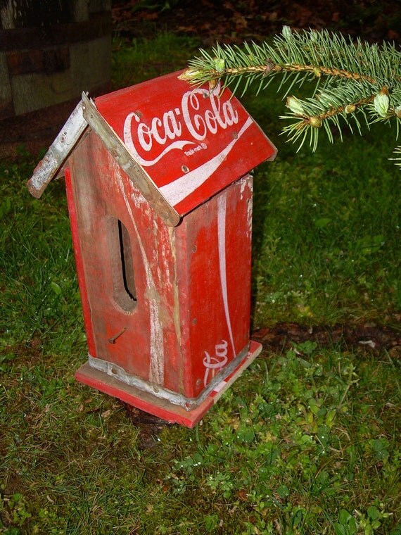 Repurposed Recycled Vintage Coca Cola Crate Birdhouse OOAK
