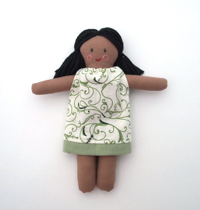 Miniature Cloth Rag Doll Black African American by QuaintNature