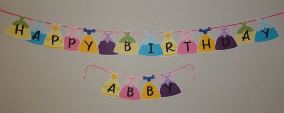 Disney Princess Happy Birthday Banner by HeartmadebyHeather