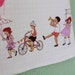 HOLIDAY SALE Baby Girl's Pinafore. Reversible Dress, Size 3-9months. Beautiful "Children at Play" Designer Print.