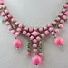 Fabulous Vintage Glass Pink Rhinestone & Bead Necklace, Cotton Candy Color. Brooch, Designer Quality.