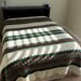 Green and Burgundy Handmade Afghan - King Size