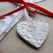 Clay Heart Gift Tags with Doily Pattern Christmas Ornaments
