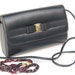 Sale Vintage Mad Men evening black purse with bow gold metal clasp closure 1950s.