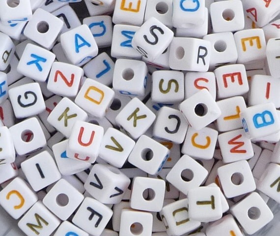104 pcs of White Alphabet Cube with Colorful Letters
