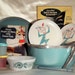 Mid century kitchen gift basket in aqua - great variety of vintage kitchen items