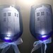 police box tardis style doctor who wedding theme blue wine glasses hand engraved glassware bridal toasting