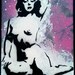 5x7" Retro Nude Pin-up Stencil Art on Canvas