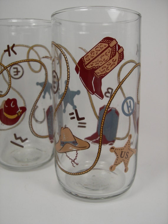 vintage western drinking glasses