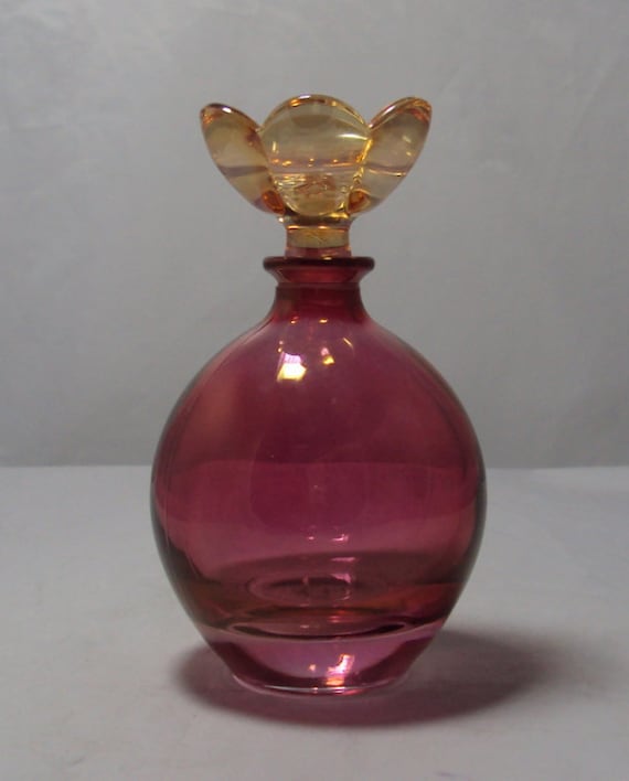 Cranberry Glass Perfume Bottle Marigold Stopper