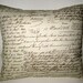 Antique French Writing Pillow, Shabby Chic French Country Cushion, Neutral Home Decor Inspired by Paris, France, Ivory, White, Words