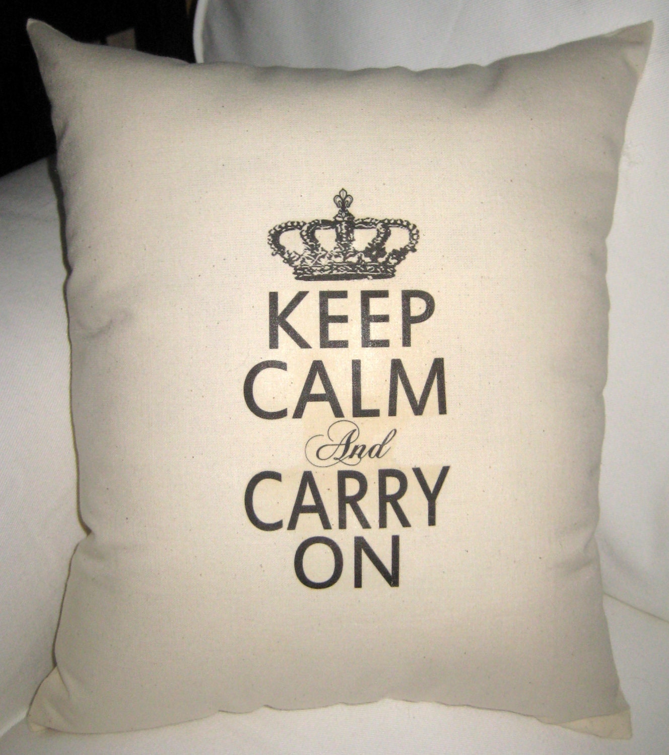 Keep Calm and Carry On Pillow French Country Cushion Crown