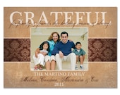 Martino Family Grateful Photo Holiday Christmas Greeting Card. Fall Autumn Damask. DIY Printable Digital File or I Print. Il_170x135