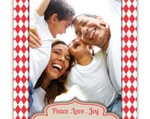 Photo Christmas Card Modern Rustic Diamonds Vertical Photo Holiday Peace Love Joy Greeting Card DIY Digital or Printed - Cameron style Il_170x135