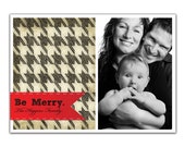 Photo Christmas Card Modern Houndstooth Flag Banner Holiday Card Greeting Card DIY Digital or Printed - Higgins style Il_170x135