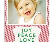 Photo Christmas Card Joy Peace Love Holiday Card Modern Simple Stripes Greeting Card DIY Digital or Printed - Concord style Il_170x135