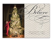 Photo Christmas Card Classic Script Typography Believe Herringbone Holiday Card Greeting Card DIY Digital or Printed - Santone style Il_170x135