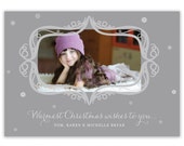 Photo Christmas Card Gray Snowflakes Modern Holiday Card Simple Family Greeting Card DIY Digital or Printed - Bryar style Il_170x135