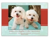 Photo Christmas Card Modern Aqua & Red Holiday Card Classic Typography Family Greeting Card DIY Digital or Printed - Alexander style Il_170x135
