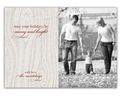Photo Christmas Card Rustic Wood Grain Script Typography Black and White Holiday Card Greeting Card DIY Digital or Printed - Montelroy style Il_170x135