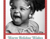 Photo Christmas Card Modern Chevron Holiday Card Red & Aqua Greeting Card DIY Digital or Printed - Miller style Il_170x135