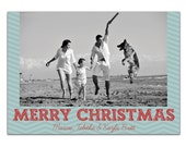 Photo Christmas Card Modern Chevron Full Photo Holiday Card Red & Aqua Greeting Card DIY Digital or Printed - Britt style Il_170x135