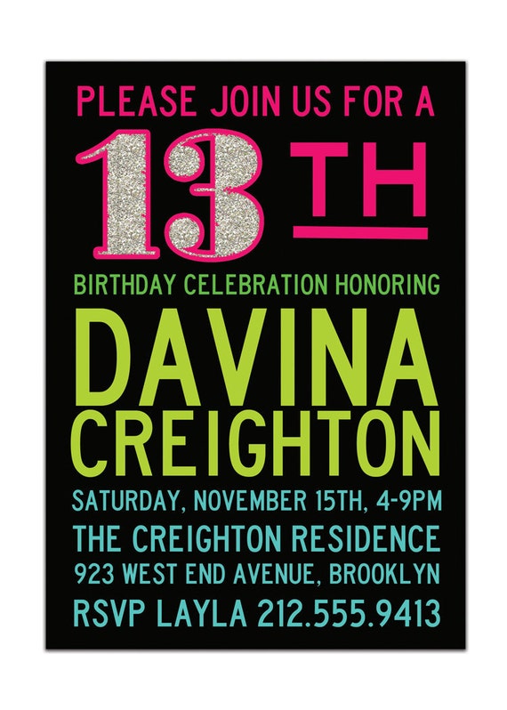 Neon Typography Birthday Invitation Neon Birthday Party Baby