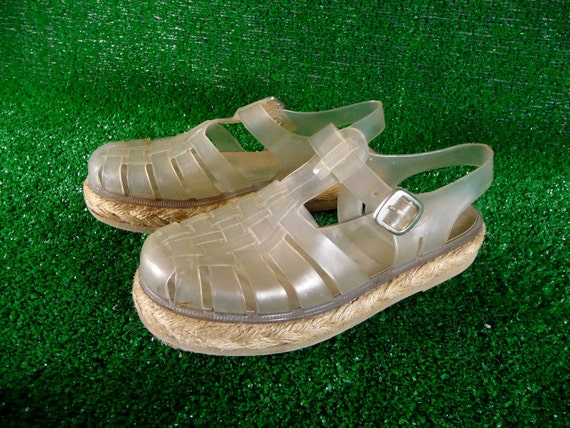 Azaleia Brazil Clear Jelly Sandals Espadrille Clear Size 8 90s