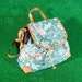 Forest Green Floral Backpack Style Bag with Brown Trim Satchel 90s