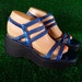 Blue Glitter Platform Strappy Elastic Sandals 90s Raver Club Kid size 8