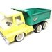 Vintage Structo Metal Toy Hydraulic Dump Truck Yellow and Green Made in USA