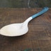 Antique Kitchen Spoon Huge Blue and White Porcelain Enamel over Metal Country Kitchen Decor
