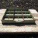 Antique Industrial Bin Green Chippy Rusty Divided Industrial Tray or Display Shelf Old Metal
