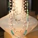 Crystalline opalescent garlands, Pastel, aquamarine, turquoise hued necklaces, 22', 24', 26' inch multistrand w/ 34'inch single strand.