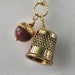 Peter Pan Jewelry Kiss Thimble Necklace with Acorn Peter Pan and Wendy in Shiny Brass