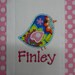 Custom boutique BLUE Sweet TWEET baby girl Burp Cloth Personalized applique MONOGRAM