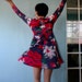 1960s Red Blue and White / Polka Dot / Flower / Shirt Dress Size M - L
