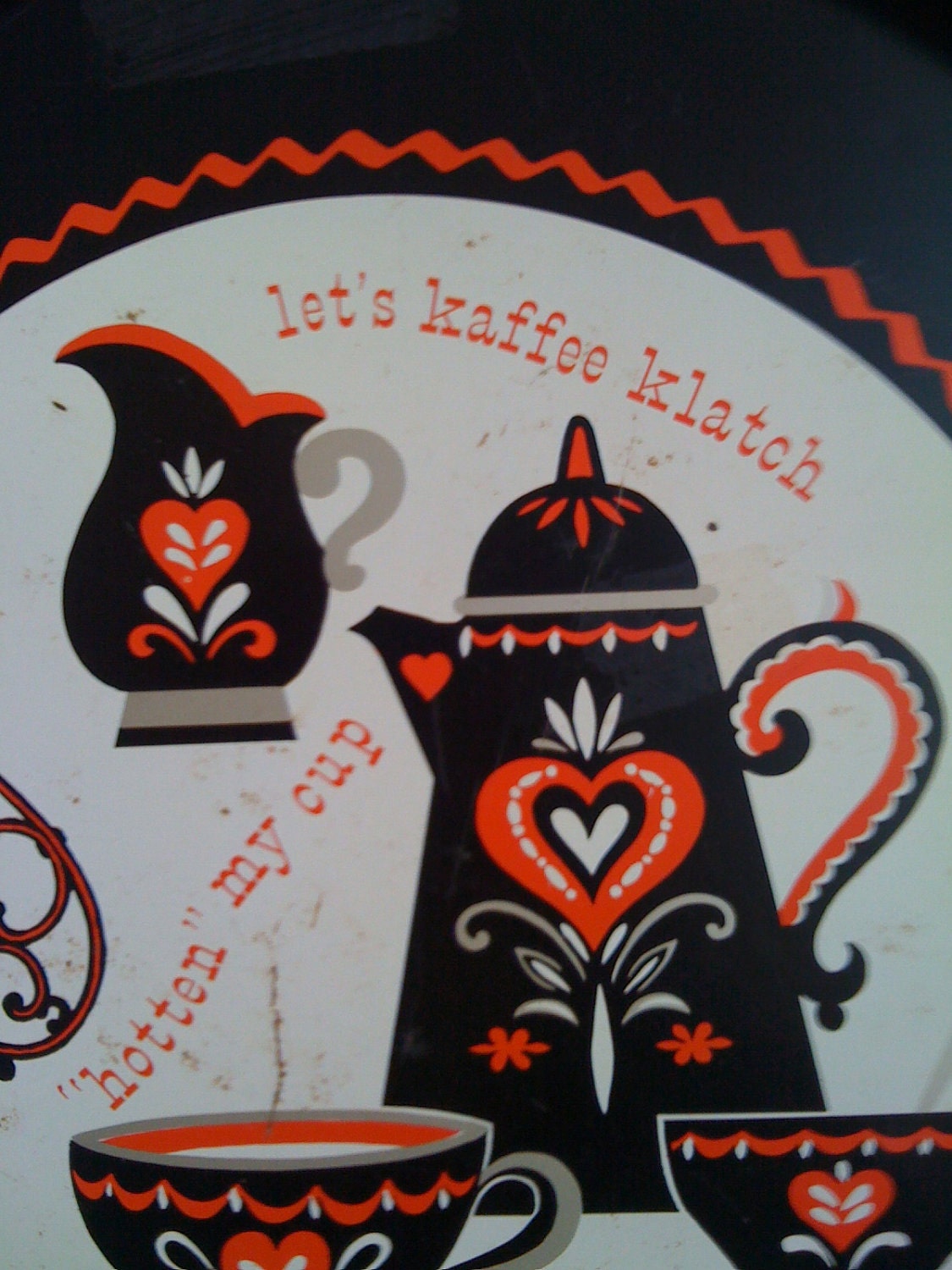 Pennsylvania Dutch folk art kaffee klatch metal serving tray